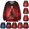 Ladies' Fashionable Casual Long Sleeved Beautiful Christmas Tree Print Round Neck Yarn Knitting