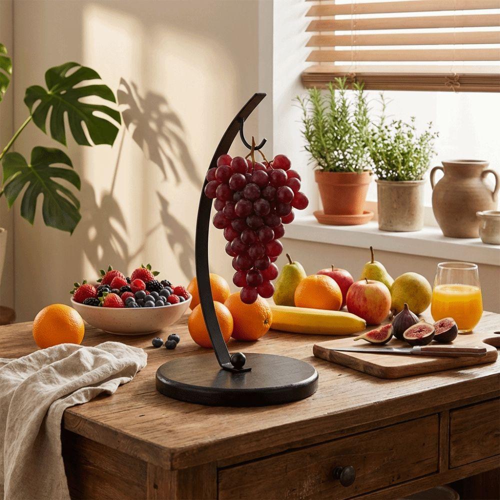 Stable Stand Banana Hanger Rack With Wood Base Fruit Storage Holder Creative Fruit Hanger Kitchen