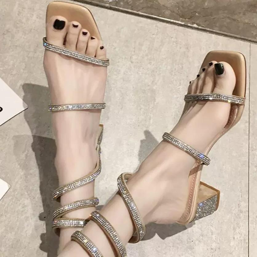 2024 весна и осень босоножки все модные стразы толстый каблук змеиная обертка туфли на высоком каблуке туфли-лодочки женская обувь