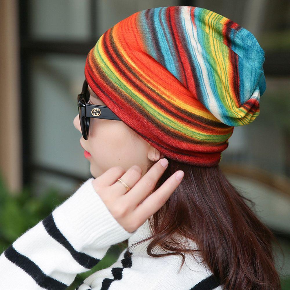 Korean Version Hedging Cap Multifunction Casual Stripe Print Turban Hat Hat