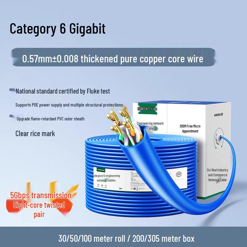 UGREEN CAT6 Pure Copper Unshielded Ethernet Cable