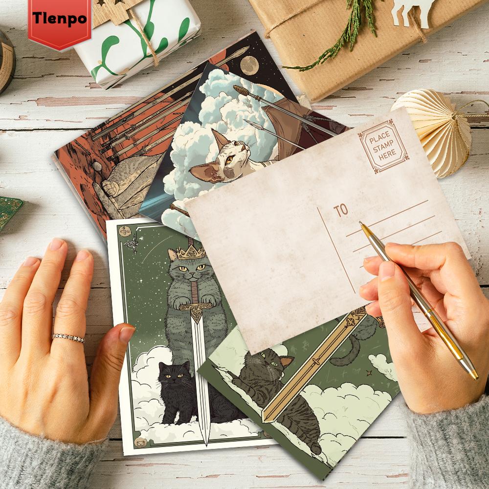 32pcs, vintage cat animal postcards, wall stickers, mailing cards, greeting cards, DIY postcards, souvenir postcards, decoration