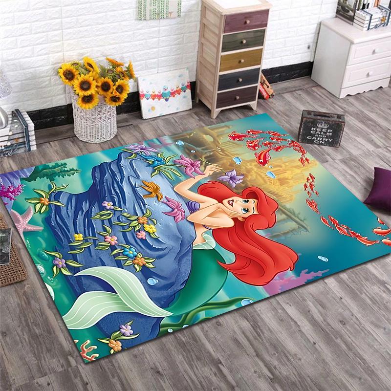 1PC Disney The Little Mermaid Print Carpet for Living Room Bedroom Kid's Room Home Decor Pink Room Decor Area Rug Non-slip Mat