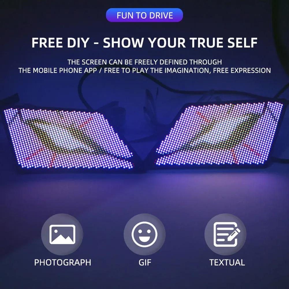 Автомобильные дьявольские глаза Модификация света Подмигивающий глаз DIY Анимация Лампа Декор APP Сигнал поворота Противотуманный дисплей M3M5