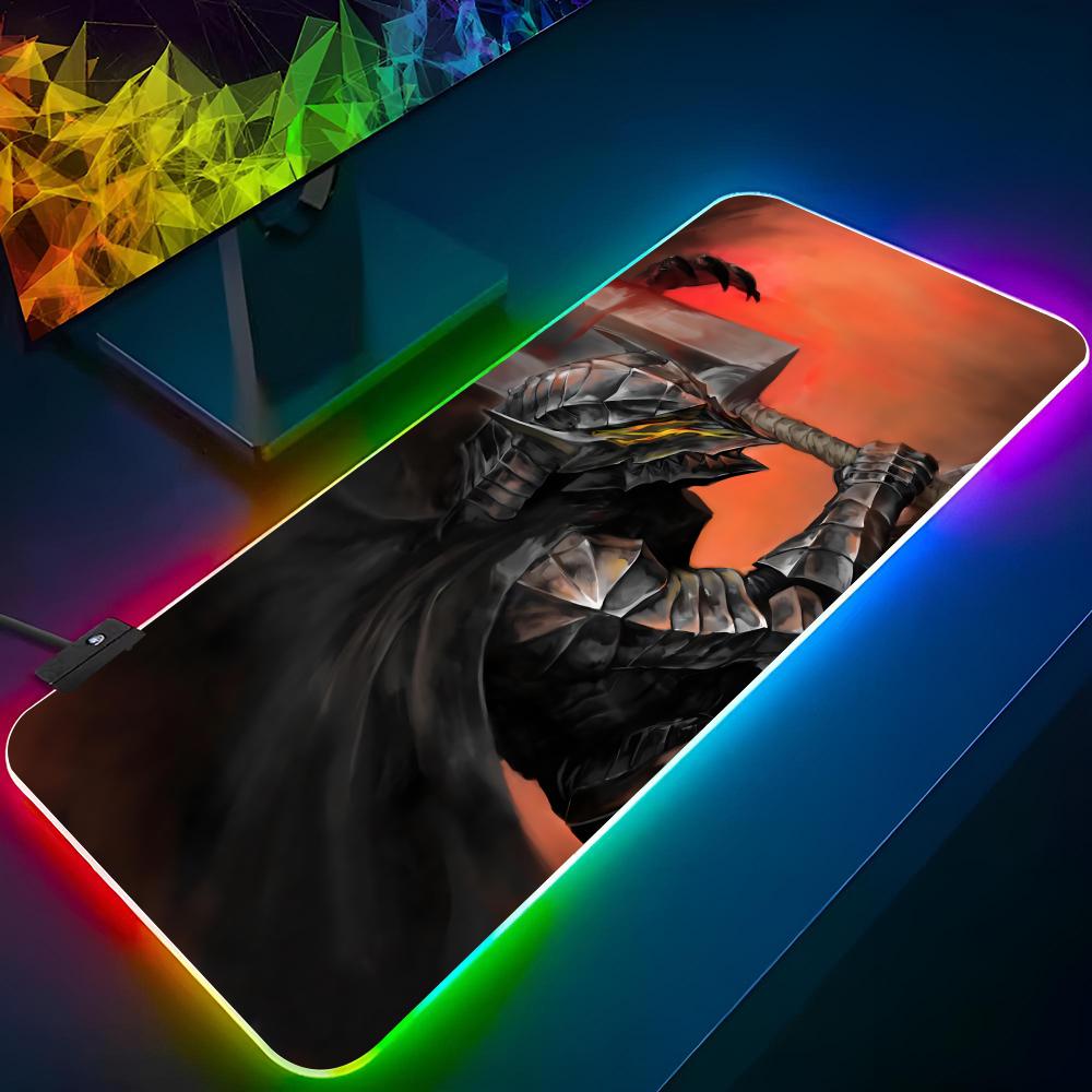 Игровой коврик для мыши Berserk, DIY печать, RGB-подсветка, подсветка клавиатуры, коврик для ноутбука XXL, подставки для стола