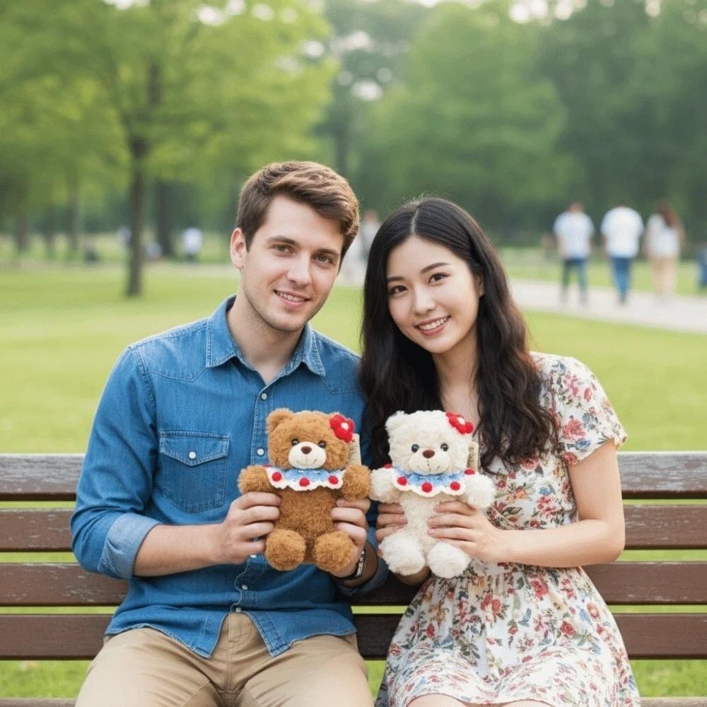 Romantic Bear Wear Rose Doll Woven Valentine's Day Ornament Gifts for Kids Rose Bear Doll  Shop