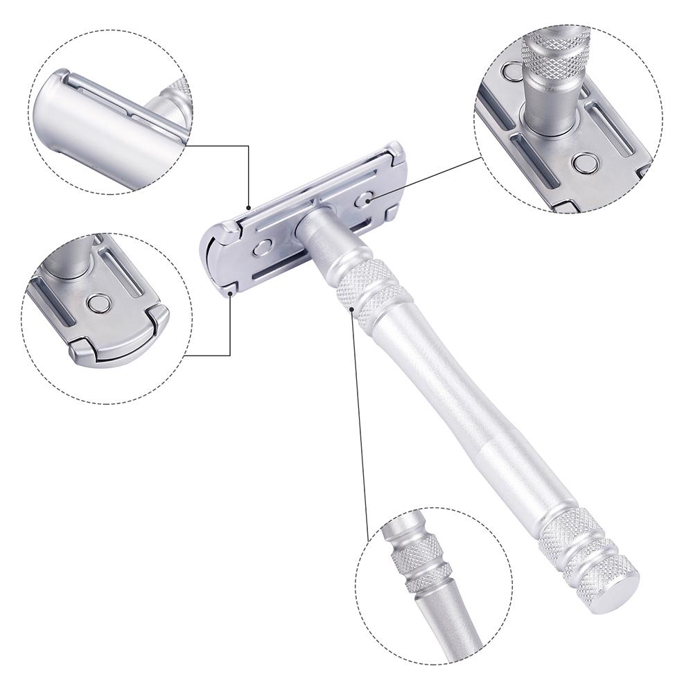Безопасная бритва с двойным лезвием Портативные металлические бритвы для мужчин и женщин Удаление волос с 5 лезвиями с платиновым покрытием