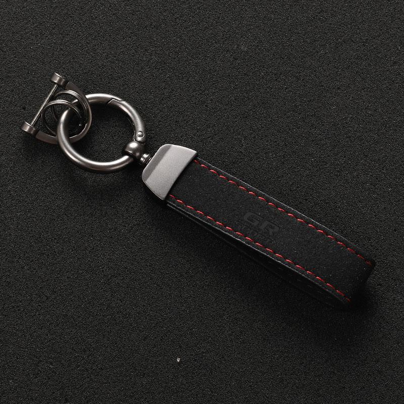 Suede Leather Car Keychain Key Rings Custom Gift 3D imprinting For Toyota GR GAZOO RACING Toyota Yaris Hilux Corolla Prius Car