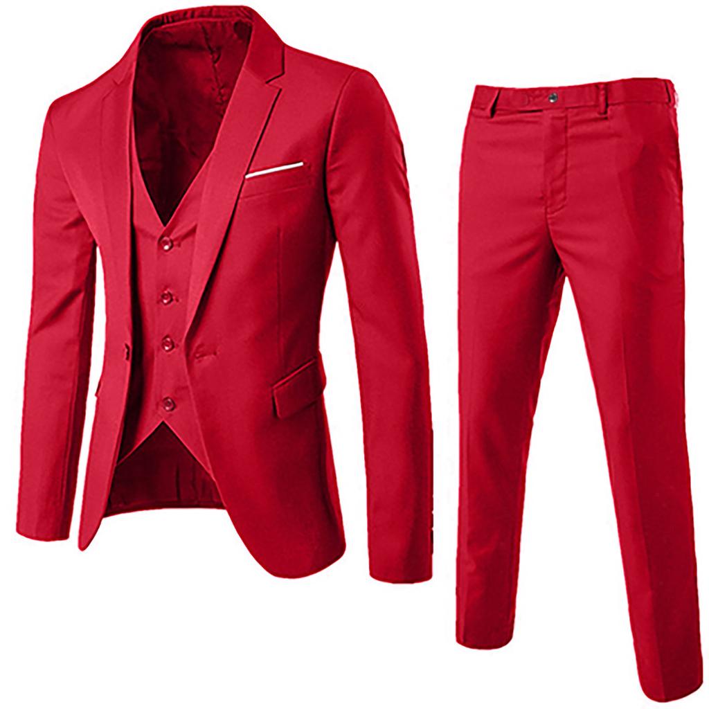 Men’s Suit Slim 3-Piece Suit R Business Wedding Party Jacket Vest & Pants