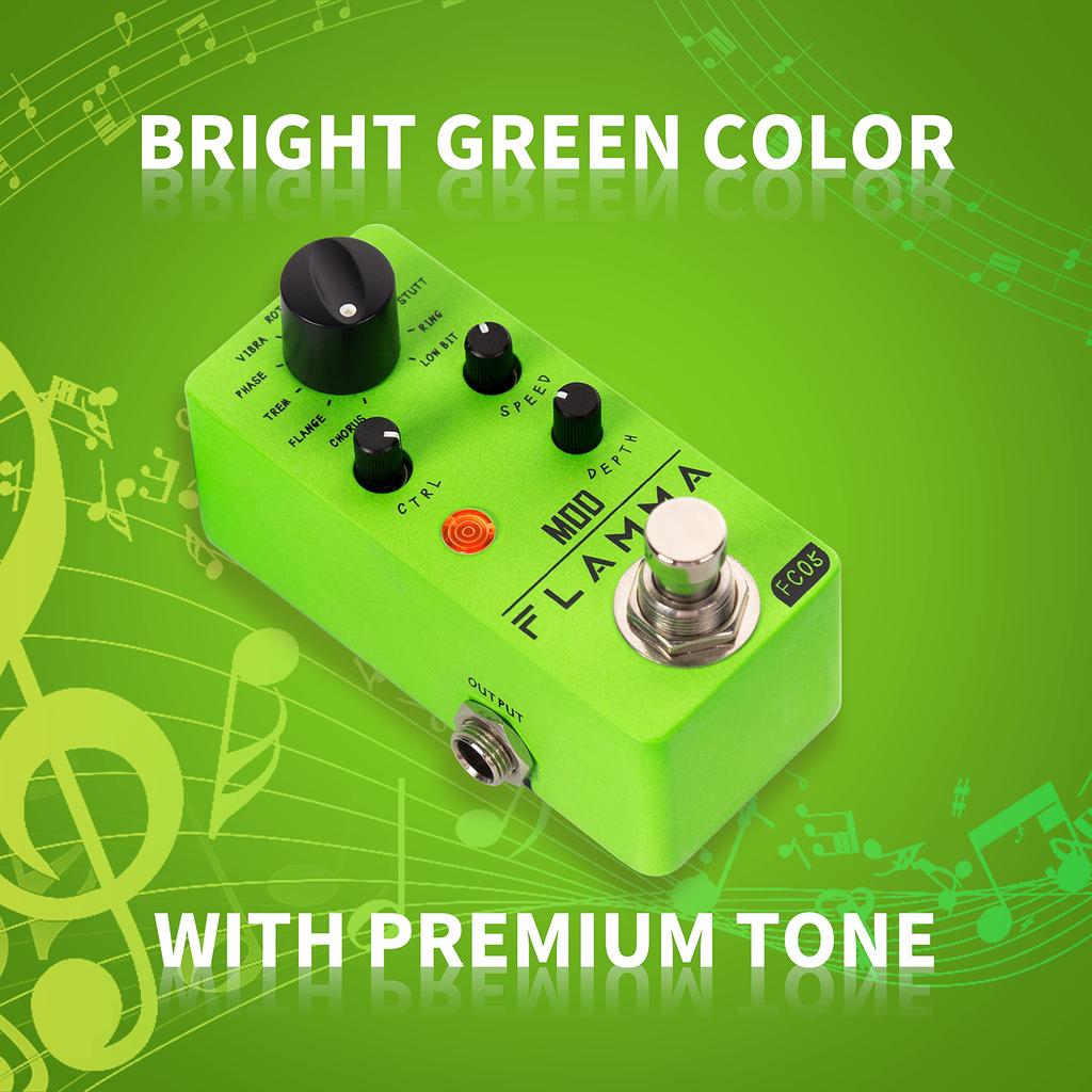 FLAMMA FC05 Mini Modulation Pedal Chorus Flanger Tremolo Phaser Vibrato Rotary Liquid Autowa Stuttering with Low Bit