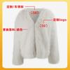 Womens Sweet Style Faux Fox Fur Coat Winter Warm Oversized Fluffy Outerwear Long Sleeve Round Neck