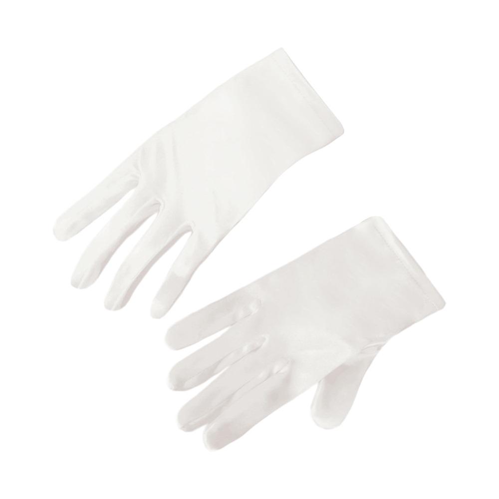 White Children's Wedding Gloves Glossy Satin Etiquette Dress Gloves Creative Dance Gloves Holiday
