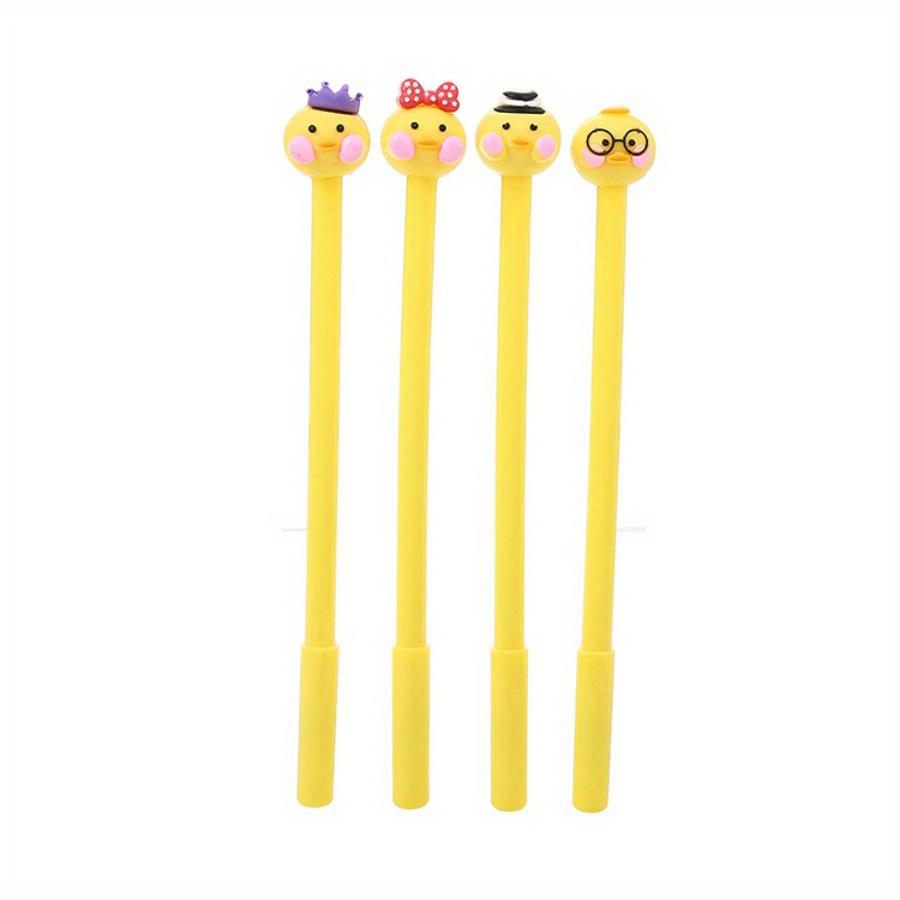 Back To School Season 10pcs 0.5mm Creative Cartoon Silicone Head Duck Gel Pen Fresh Office Signature Pen Cute Learning Stationery Water-based Pen