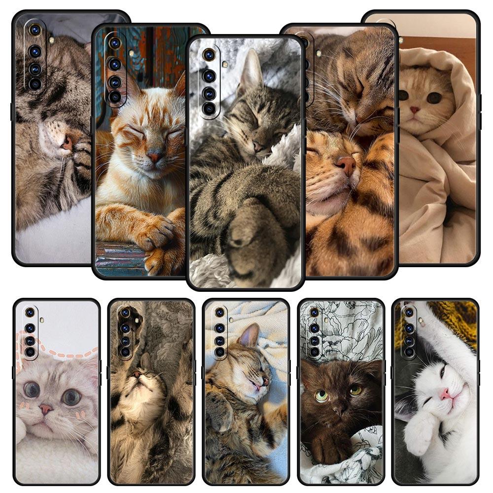 Милый спящий котенок Чехол для телефона Для Realme 12 11 10 9 8 5G 7 6 GT5 GT3 GT2 Pro Plus C21 C25 C35 Для Realme GT Neo 2 3 3T 5 Чехол