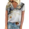 T-shirt Women's Summer Casual Elegant V-neck Short-sleeved Gradient Texture Pattern Blouse Loose Casual Women's Clothing