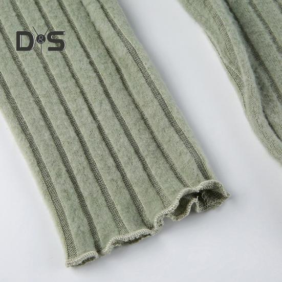 Женские топы с V-образным вырезом, кружевной строчкой, длинным рукавом, неровным подолом, однотонные облегающие укороченные топы в рубчик