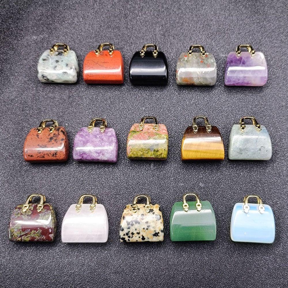 Quartz Crystal Home Decoration Reiki Energy Handbag Pendant Stone Bag Crystal Bag Healing Crystal