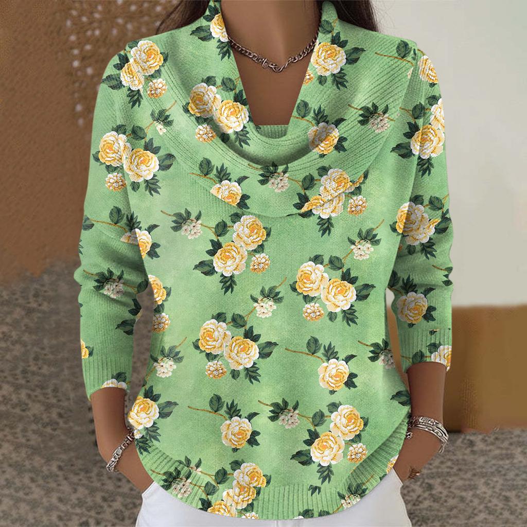 Женский повседневный и модный свитер с круглым вырезом, длинными рукавами и принтом