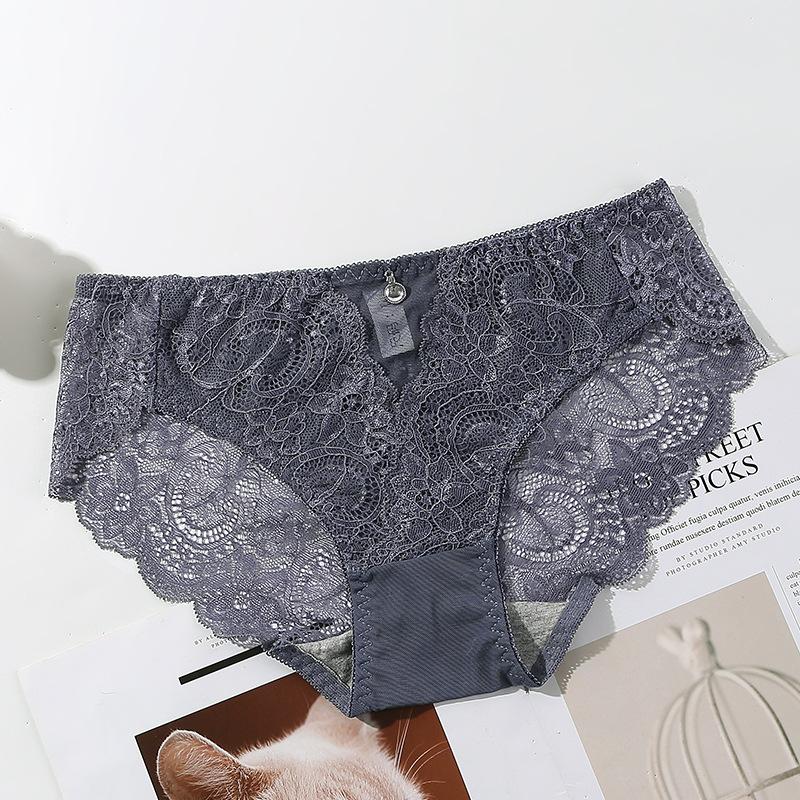 Женские ультратонкие дышащие кружевные трусы со средней талией для женщин, прозрачные сетчатые трусы, сексуальные трусы для женщин