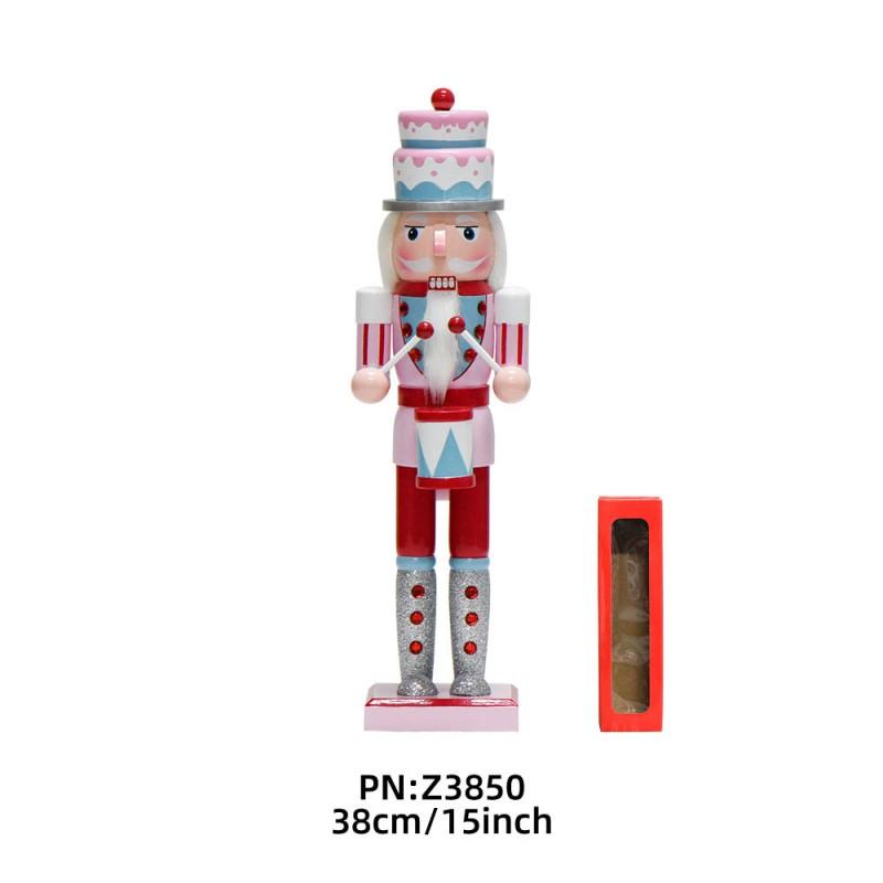 Macaron Color Wooden Nutcracker Figurine Desktop Decor Christmas Ornament Home Office Decoration