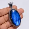 Gemstone Silver Pendant Natural Blue Labradorite Oval Shape Vintage Style Handmade Jewelry Silver Pendant 2.3" WSJ-4919