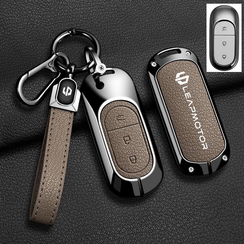 BFM1 Car Remote Key Case Cover For Leapmotor C16 C11 C10 C01 B10 T03 S01 Type Zinc Alloy Leather Protector Auto Keychain Accessories