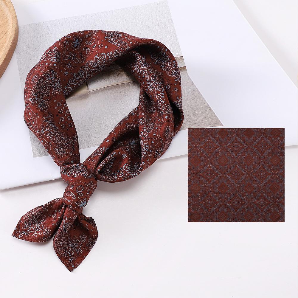 New High-end Style  Imitation Silk Polyester Printed Small Square Scarf for Women's Headscarf Scarf Versatile Small Silk Scarf