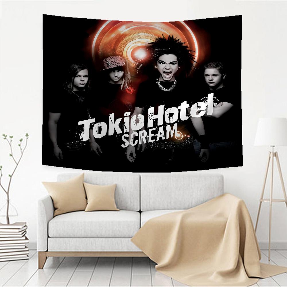 Tokio Hotel Рок-группа Билл Каулитц Сделай сам Настенный гобелен Подвесной Таро Хиппи Настенные ковры Общежитие Домашний декор