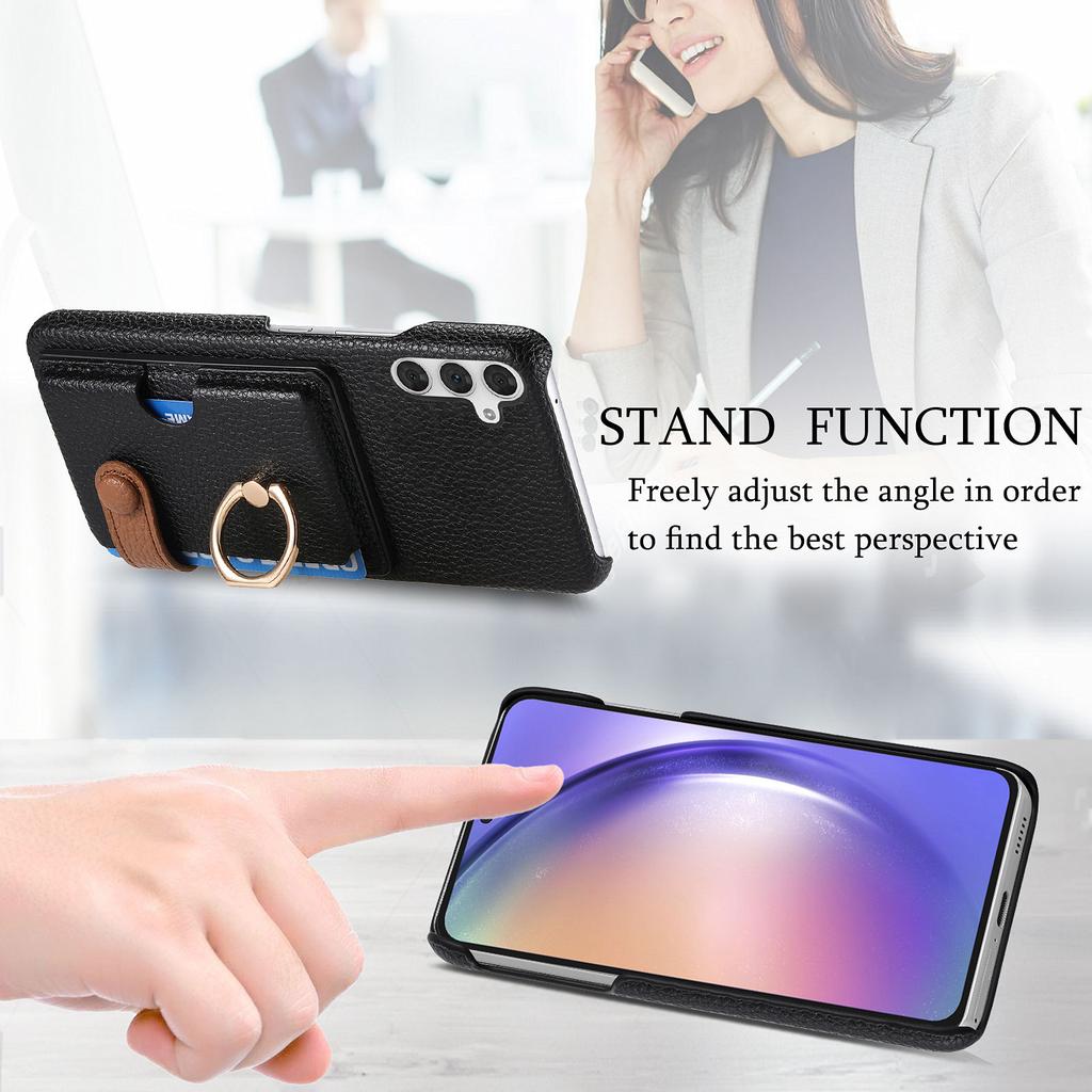 Y2 For Samsung Galaxy A54 5G Case Ring Kickstand Leather+PC+TPU Phone Cover with Card Holder