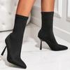 Модные носки-сапоги с острым носком, модные, надеваемые, вязаные, зимние, для стриптиза, каблуки-бокалы, короткие, женские, ботиночки