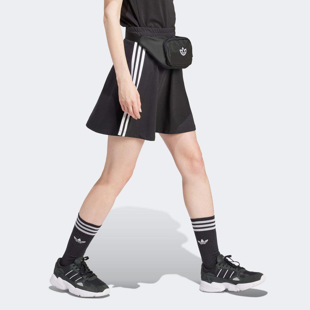 Adidas Originals Adicolor Three-Stripe Colorblock Elastic Waist Casual Skirt Women Bottoms Black IU2526