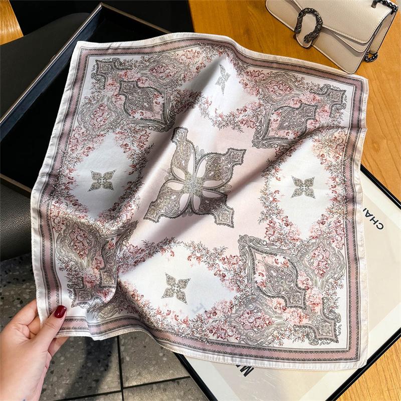 100% Silk Scarf Plum Blossom Pattern Square Scarves for Women Wrap Kerchief Mulberry Silk Bandana Fashion Luxury Headband Hijab