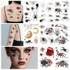8PCS Halloween Temporary Tattoo - Designs for evil spiders, bats, pumpkins, etc., for face painting, party gifts, and decorations