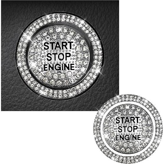 Шикарная наклейка на кнопку запуска автомобиля, сверкающие стразы, полностью защищающая декоративная крышка кнопки, ключ зажигания с защитой от царапин; Кольцо с ручкой,