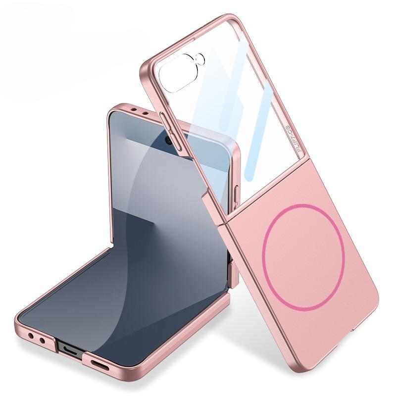 Роскошный Тонкий Матовый Чехол Magsafe для Samsung Galaxy Z Flip 7 Flip7 ZFlip7 Со Встроенной Защитой Экрана Чехол Полной Защиты