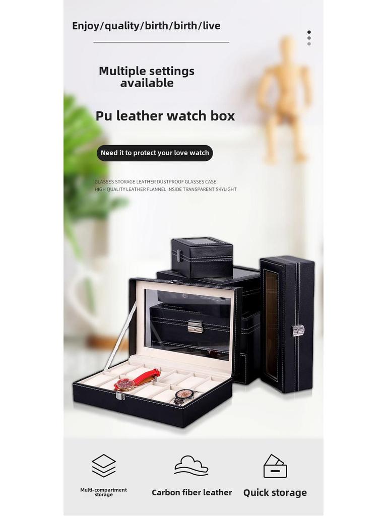 Фланелевый стеклянный прозрачный замок для часов Подарочная коробка