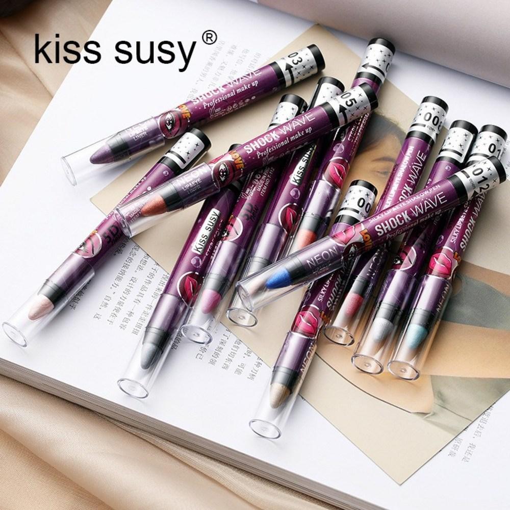 Pearlescent Eyeshadow Lipstick Pencil Waterproof Glitter Matte Makeup Pigment Silkworm Pen 2 In 1, 08 08, 1 Piece