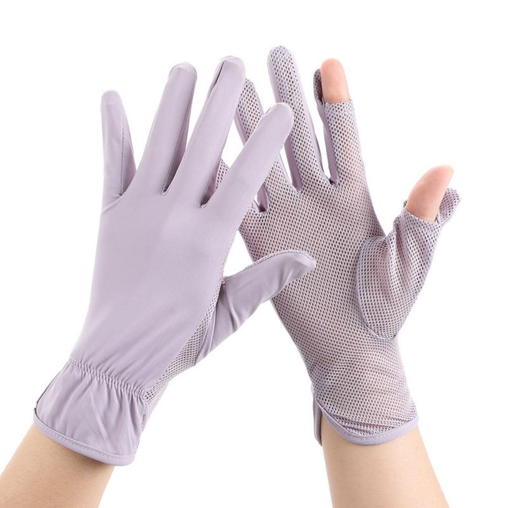 Mesh UV Protection Gloves Non Slip Thin Breathable Gloves Flip Touchscreen Ice Silk Gloves Walking