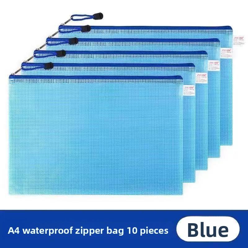 10PCS Zipper Mesh Bags A4/A5 Plastic Zipper Bags For Organizing Zipper Mesh Bags Waterproof Clear Travel Bags Office Supplies Document