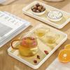Wood Pattern Tea Cup Tray Modern Anti-slip Rectangle Heavy Duty PP Multi-functional Fruit Serving Tableware Storage Organizer Holder Rack Kitchen