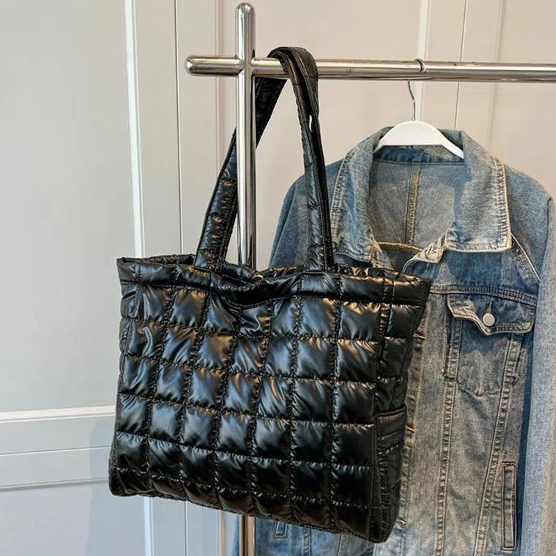 Winter Space Cotton Totes Women Large Capacity Padded Shoulder Bag