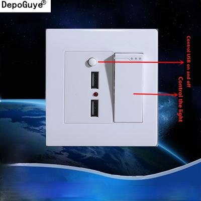 1-клавишный 2-канальный с 2 портами USB-розетка для зарядки, со светодиодной подсветкой, AC110-250 В, выключатель света с международной универсальной розеткой USB
