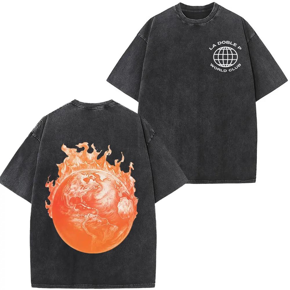 Vintage Washed Tees Peso Pluma Tito Double P Dinastia Album 2026 Print Tees Men Women Fashion Casual Cotton Hip-hop T-shirts