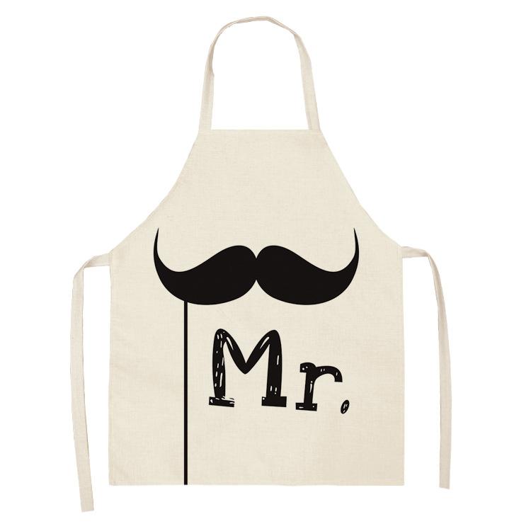 New Printed Women's Kitchen Apron Anti-stain and Oil-proof Linen Apron Dress Men's Chef Cooking Apron Cleaning Children's Apron