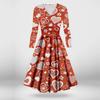 Ladies Fashion Casual Valentine's Day Print Long Sleeve V-neck Sexy Dress