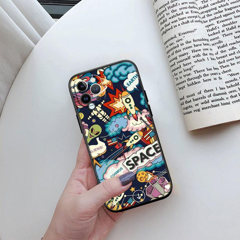 Чехол для телефона iPhone SE XS XR 17 16E 12 11 Pro Max Mini Air с изображением космонавта, инопланетянина, НЛО, новый, высококачественный