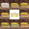European Baroque Rhinestone King Crown Tiara Hairpiece