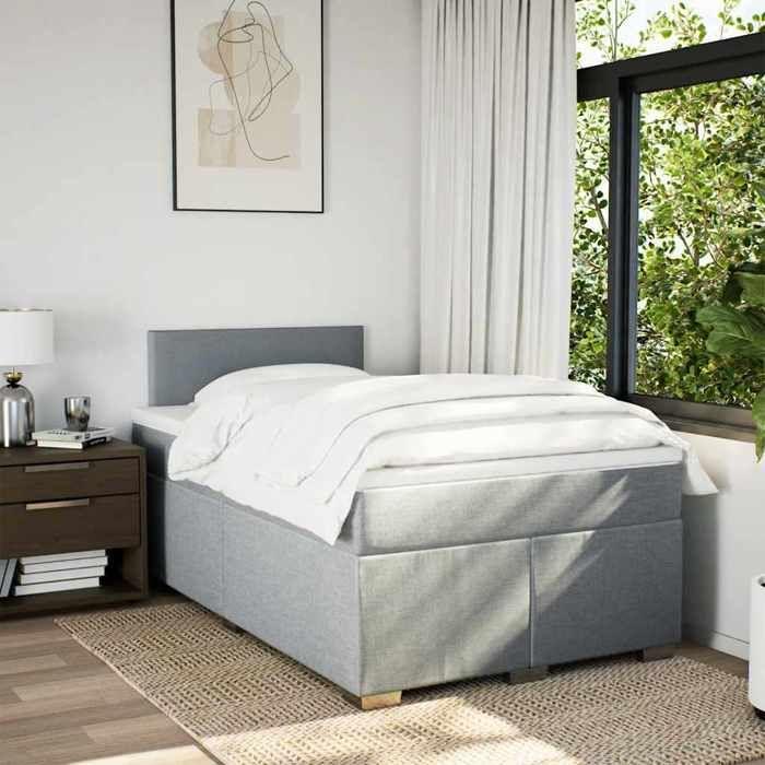 Maison Exclusive - Sommier à lattes de lit et matelas gris clair 120x190 cm tissu