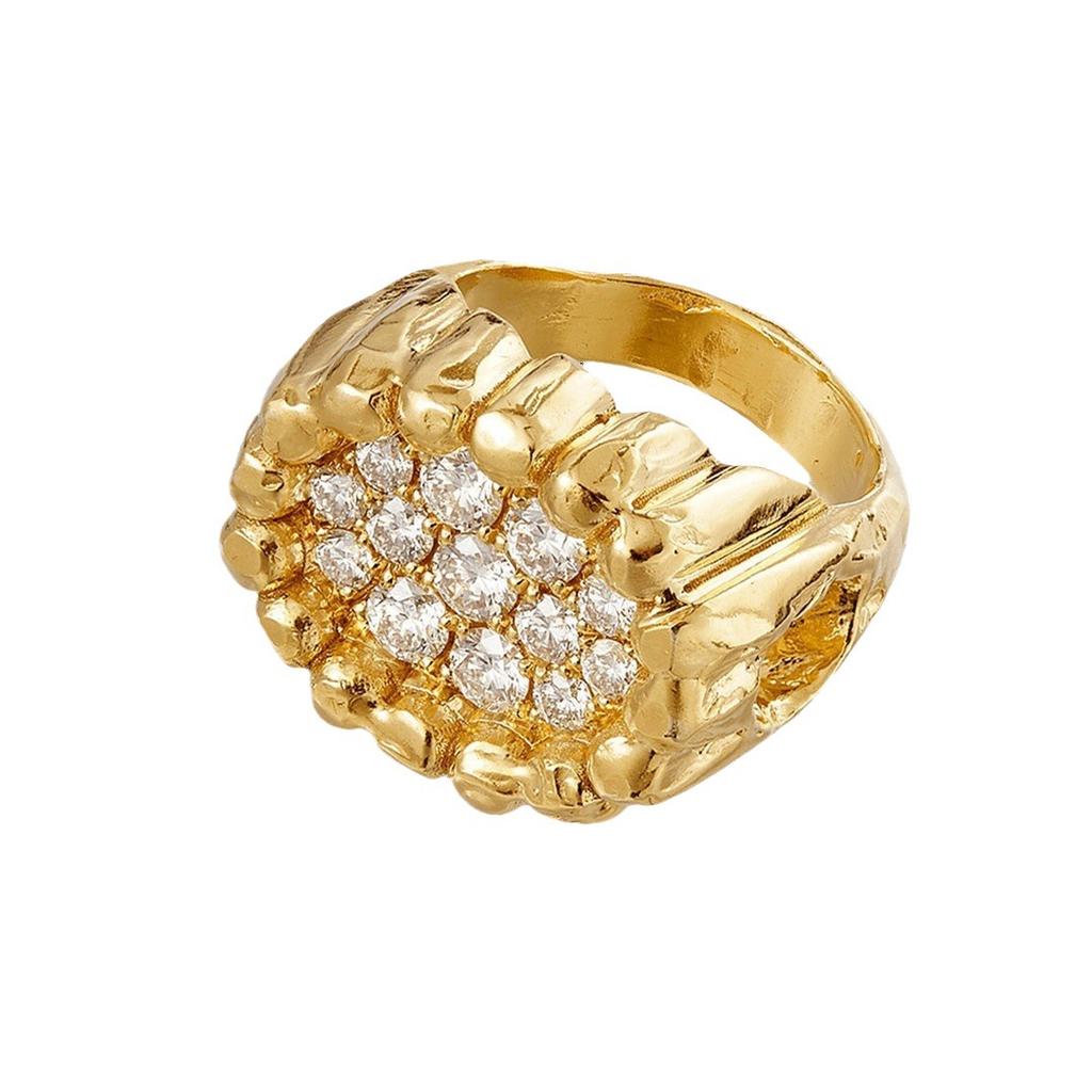 Винтажное Уникальное Кольцо с Гвоздями, Покрытыми Настоящим Золотом 18K, и Алмазами, Модное, Необходимое для Работающих Женщин