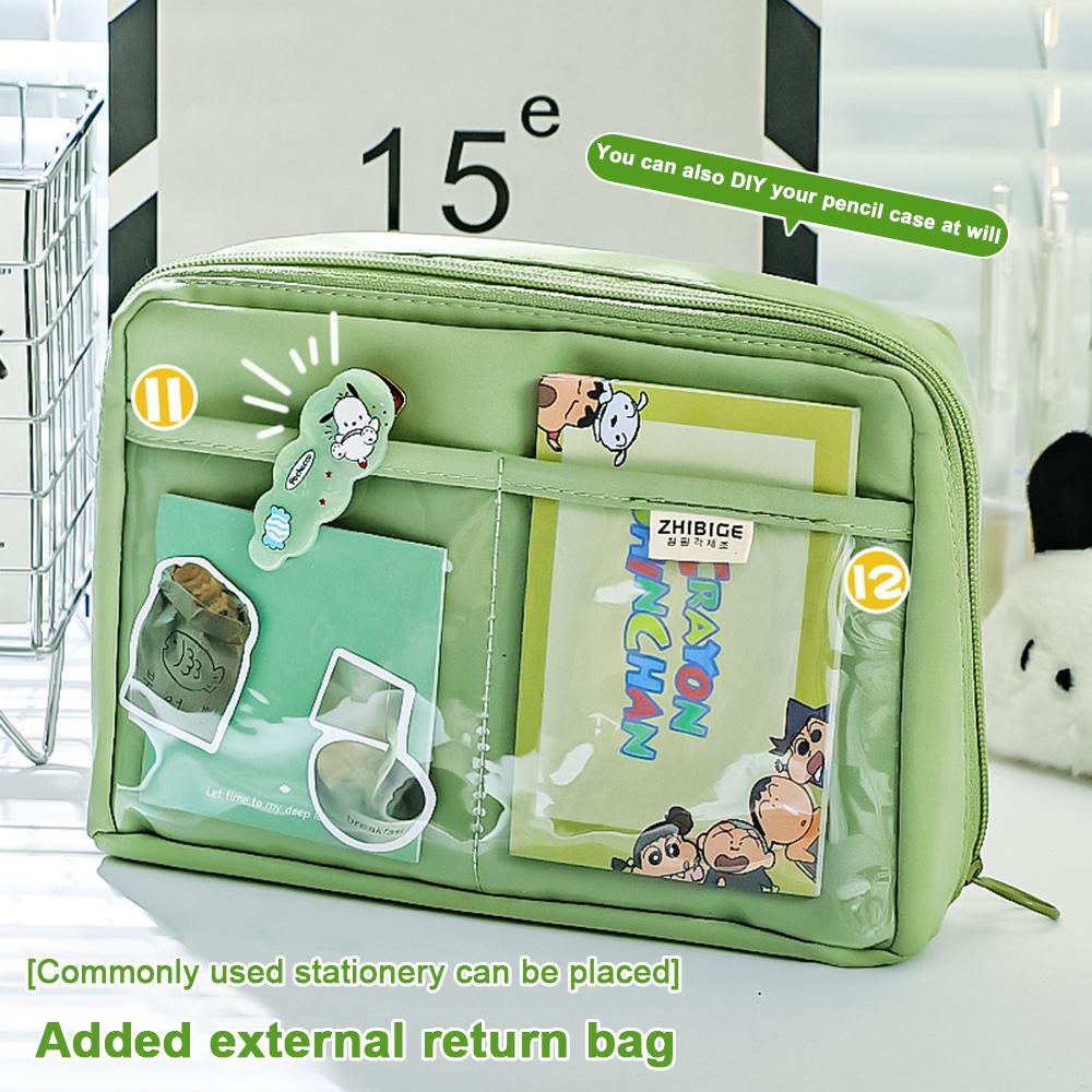 Большой вместительный пенал с пандой, эстетичный холст, симпатичная сумка для ручек, многофункциональное портативное хранилище для студентов, косметичка с высокой косметикой